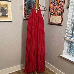 Missguided Red Pleated Halter Dress